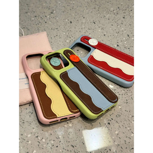<span class=keywords><strong>Funda</strong></span> para Teléfono, Linda, de Piel Sintética de Colores Mezclados, Hecha a Mano, Protectora, Antigolpes, con Correa de Mano y Ranura para Tarjetas, para 16 15 14 13 12 Pro Max - Product Image 1