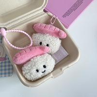 Gantungan Kunci Udang Sushi Plush - Aksesoris Tas Ransel Bertema Makanan Kartun Lucu - Isian Kapas PP Lapisan Jala