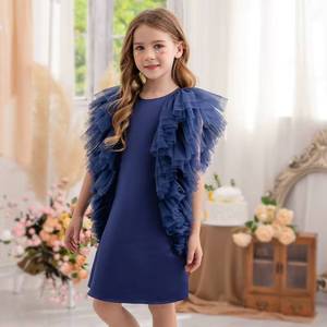 Vestido de malla con volantes negro para niñas, estilo gótico, traje de actuación, disfraz de Halloween para niños, ropa de fiesta, ropa de baile para escenario - Product Image 6