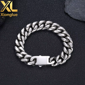 Width 8mm Hip-hop <b>Copper</b> Alloy Cuban <b>Bracelet</b> Spring Buckle Grinding Encryption Unisex Geometric Trendy Anniversary 0.3m - Product Image 2