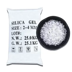 25 kg/bag bianco gel di silice materia prima disseccante trasparente perlina 2-4mm contenuto di umidità 3% assorbimento di umidità 30% fabbrica