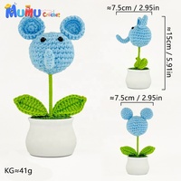 Plante en pot éléphant bleu au crochet faite à la main, écologique, pour la décoration de bureau, vente en gros, fournisseur en vrac, fabricant OEM ODM