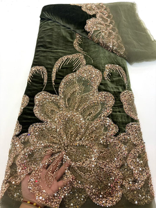 Tessuto in Pizzo NI.AI con Perline e Paillettes, Rete in Velluto Nigeriano <span class=keywords><strong>per</strong></span> <span class=keywords><strong>Abiti</strong></span> <span class=keywords><strong>da</strong></span> Cerimonia e Matrimonio - Product Image 2