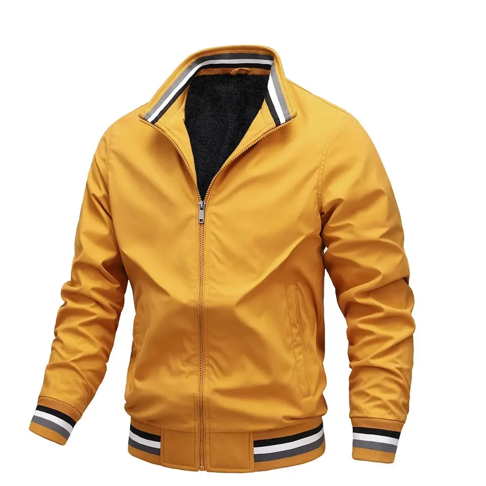 New plush and cotton casual jacket men's Amazon manufacturer direct selling spring and autumn sports solid color coat men's wear