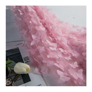 Ren thêu vải tuyn 3D Bướm hoa lưới vải chất lượng tốt Polyester thời trang Wedding Tulle váy vải cho cô gái - Product Image 1