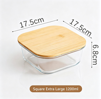 Boîte repas en verre de 1200 ml compatible micro-ondes, hermétique, pour la conservation des aliments, idéale pour les trajets quotidiens, le bureau et la maison