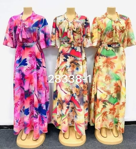 Abiti da donna all'ingrosso stile <span class=keywords><strong>palazzo</strong></span> con stampa, lacci, maniche a lanterna, gonne a pieghe, abiti retrò da ballo grandi da donna - Product Image 5