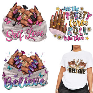 جاهزة للشحن حديد حراري أسود ملكة أفرو فتاة على القصاصات DTF طباعة فيلم جاهزة للضغط على نقل الحرارة تسميات تصميم - Product Image 3