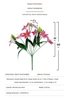 Bunga Lily Buatan 3D Real Touch 8 Kepala, 40cm, Lapisan Film, Buket Bunga Lily Realistis untuk Dekorasi Rumah dan Pernikahan Mewah