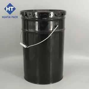 Custom Black Pail Drum Drum 25L High Quality Tin Pail 20 Liter Tinplate Drum With Black Flower Covers