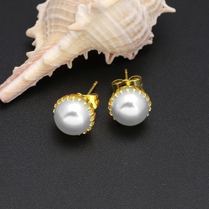 ต่างหูแฟชั่นชุบทอง 18K PVD ประดับมุกแบบห้อย - Product Image 6