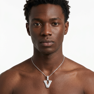Pendentif personnalisé en argent sterling 925 avec lettre initiale A-Z en moissanite VVS, style hip-hop, bijou pour homme avec lettre sertie de diamants - Product Image 2