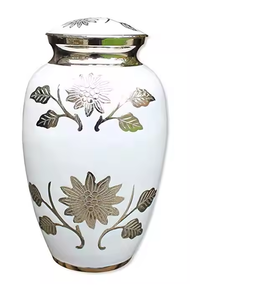 Haute qualité indien blanc tournesol Turquoise Floral acier métal crémation urne cendres stockage pour adultes bien-aimé fournitures funéraires - Product Image 1