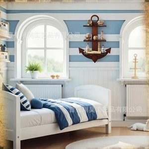 Wooden Anchor Wall <b>Shelf</b> 3 Tier Display <b>Rack</b> For Living Room Decorative Storage - Product Image 2
