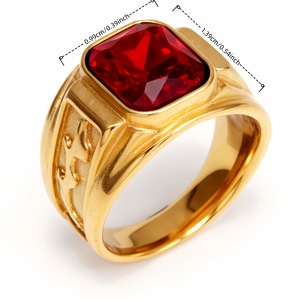 Мужское винтажное кольцо-печатка из нержавеющей стали с позолотой 18K, квадратным камнем и гравировкой, в ретро-стиле, эффектное кольцо для мужчин, ювелирное украшение - Product Image 6