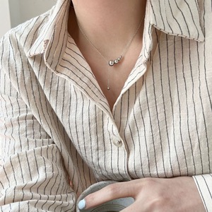 Collar de cuentas redondas de plata de ley S925 para mujer, cadena de 405 cm, uso diario, diseño indie de lujo - Product Image 3