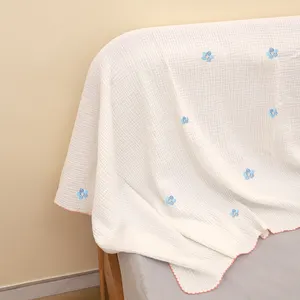 Ricamo prezzo ragionevole 100% cotone coperta di stoffa di mussola per bambini avvolge una coperta Swaddle per bambini organica solida