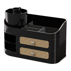 Cosmetic Desktop Storage Box With <b>Drawers</b> For <b>Makeup</b> Organizers Black Pet Material - Product Image 1