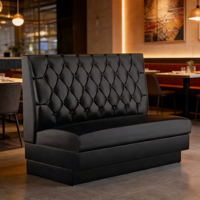 Banquette de restaurant personnalisable en cuir noir capitonnée, banquette commerciale pour hôtel, café, bar, banquette de salle à manger, canapés muraux fixes, OEM