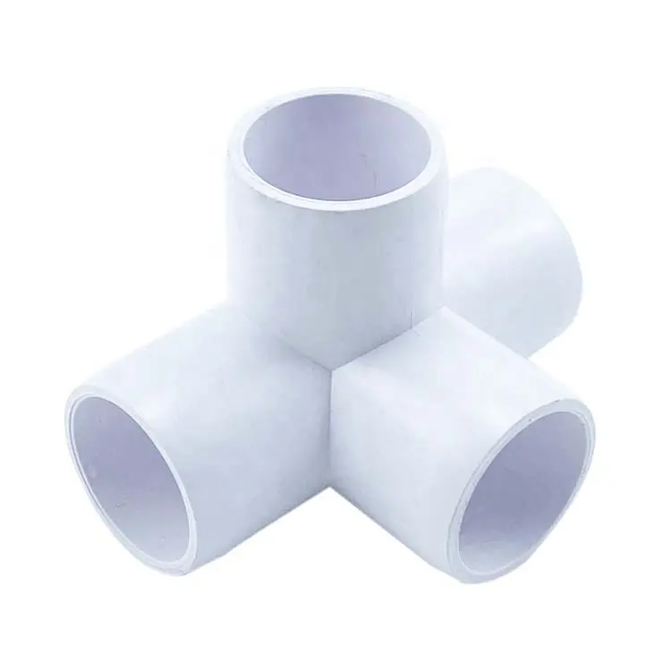 4 Way Pipe Fittings Furniture Grade ASTM SCH40 3/4inch PVC Pipe Connector PVC Elbow forFurniture DIY Garden Shelf Greenhouse