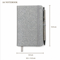 Ensemble de carnet de notes en cuir brillant A6 avec logo personnalisé, stylo en strass, bande élastique, pochette, agenda, cadeau écologique pour les fêtes