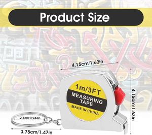 3ft <b>Mini</b> Measuring Tape Keychain with Slide Lock Retractable Steel Ruler Pocket Size Tool for US FBA Sellers - Product Image 2