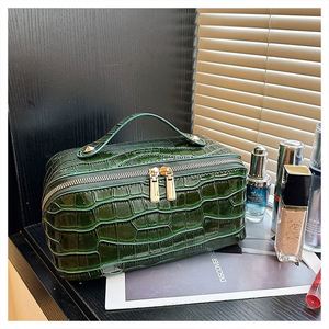 Bolsa de Maquillaje Personalizada con Logotipo para Mujer, Organizador de Cosméticos con Patrón de Piel de Cocodrilo Sintética, Bolsa de Aseo de Gran Capacidad para Viajes - Product Image 5