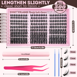 300PCS Little Devil Style <b>Lash</b> <b>Extensions</b> 10-16mm Including <b>Glue</b> Tweezers Cotton Swabs Manga <b>Lashes</b> Natural Voluminous - Product Image 3
