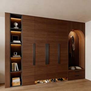 Armoire murale complète en bois de style rétro italien Balom, avec éclairage LED, rangement en arc pour la maison et l'hôtel - Product Image 6