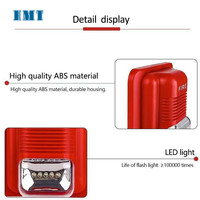 Sirène d'alarme incendie 12V 24V avec son et lumière stroboscopique pour système de sécurité domestique, bureau, hôtel, restaurant