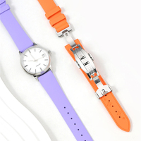 Bracelet de montre en caoutchouc fluoré coloré FKM 14mm 15mm 16mm 17mm 18mm avec boucle papillon pour femmes, bracelet de remplacement pour Longines et Cartier