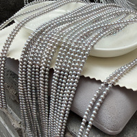 Perles d'eau douce grises presque rondes de 3,5-4 mm pour collier DIY, perles pour bébé, environ 105 pièces de 39 cm de longueur