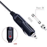 Câble spiralé 12V pour allume-cigare vers 5.5x2.1mm DC avec indicateur LED, cordon d'alimentation de voiture à ressort