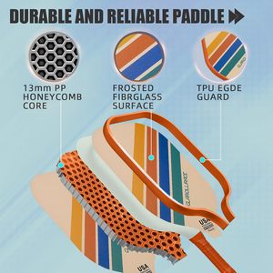 Ensemble de 2 raquettes de pickleball |   4 raquettes approuvées par l'USAPA, surface en fibre de carbone, noyau en nid d'abeille PP de 13 mm, 227 g, 4 balles d'intérieur/extérieur - Product Image 3