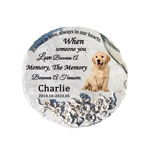 <span class=keywords><strong>Plaque</strong></span> commémorative pour animaux de compagnie en résine, peinte à la main, gravure photo, motif floral, avec nom, années de naissance et de <span class=keywords><strong>décès</strong></span>, mots commémoratifs - Product Image 3