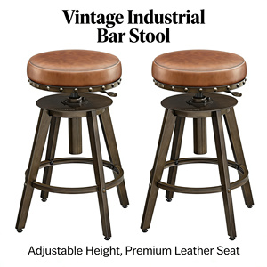 Ensemble de 2 tabourets de bar modernes <span class=keywords><strong>pour</strong></span> la maison, hauteur réglable, pivotants, sièges rembourrés en similicuir, repose-pieds en métal, base en bois, <span class=keywords><strong>pour</strong></span> îlot de <span class=keywords><strong>cuisine</strong></span> - Product Image 2