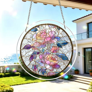 Hamaileon Acchiappasole Trasparente in Acrilico Intagliato a Mano con Catena Dorata, Perfetto per Ornamenti da Finestra in Vetro Colorato - Product Image 1