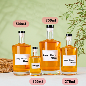 Klasik yuvarlak düz omuz cam şişe 750ml 700ml 500ml 375ml ruhları votka viski rom Tequila Gin içecek suyu bal için - Product Image 1