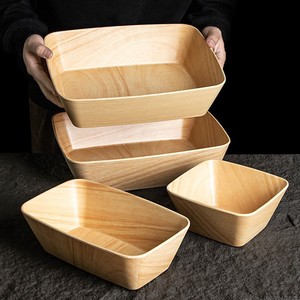 Plato Rectangular con Diseño de Madera Sintética, Plato Cuadrado para Servir Comida para Llevar, para Uso en Hoteles, Cafeterías y Salones de Té - Product Image 1