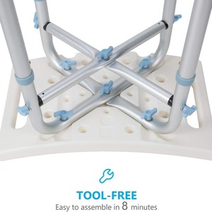 Hc Shower <b>Chair</b> Adjustable Height Non Slip Bath Seat With Blue <b>Pad</b> For Bathtub And Bathroom Use - Product Image 3