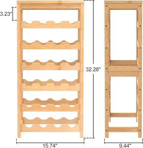 <span class=keywords><strong>6</strong></span> tầng rượu vang giá sàn freestanding, 24-chai tre rượu vang lưu trữ Kệ Rack hiển thị với bảng hàng đầu cho nhà bếp Bar hầm - Product Image 5