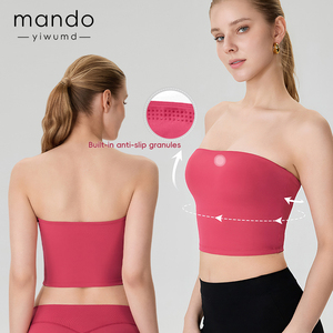 Reggiseno sportivo da donna senza spalline, con punti in silicone antiscivolo, imbottiture rimovibili, alta elasticità, abbigliamento yoga - Product Image 1