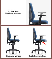 Silla de Escritorio Giratoria de Tela con Mecanismo de Altura Ajustable, Sillas Ergonómicas de Oficina con Reposabrazos Acolchados de PU