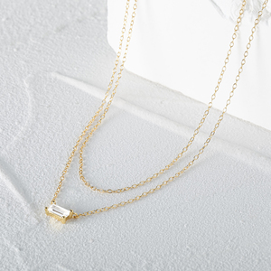 CANNER Nouvelle Tendance Collier Ras du Cou Double Chaîne pour Femme en Argent Sterling S925 Style Ins avec Pendentif Carré Empilé en Zircon Cubique - Product Image 5