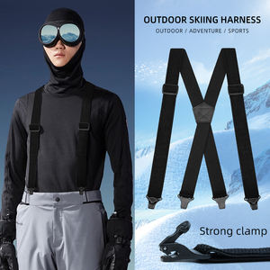 Arnés de esquí 3,8 cm de ancho X-Back con 4 Cierres de pinza de plástico Pantalones elásticos ajustables Tirantes-Tirantes negros - Product Image 3