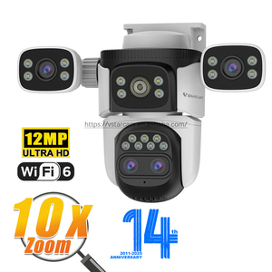 Cs621zs độc quyền 12MP 10x Zoom wifi ngoài trời năng lượng mặt trời Máy ảnh 720 ° phát hiện con người ai bốn ống kính CMOS Hỗ trợ thẻ nhớ cho New - Product Image 1