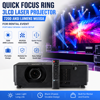 Proyector Láser 3LCD con Lente de Enfoque Manual, 7200 Lúmenes ANSI, Wuxga, para Alquiler de Equipos AV, Chasis Negro