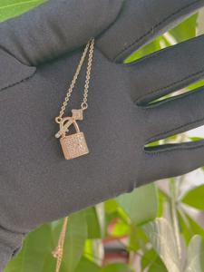 Collar de cobre de joyería, colgante de cerradura de circón con llave pequeña - Product Image 3