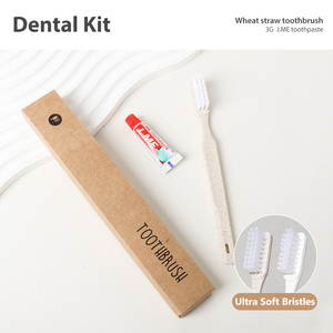 Kits dentaires jetables portables en pochette kraft pour hôtels – Mini trousse de toilette de voyage recyclable - Product Image 2