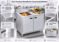 Table de travail en acier inoxydable poli certifiée CE, capacité de charge de 800 kg, avec tiroirs et crédence pour la cuisine des restaurants